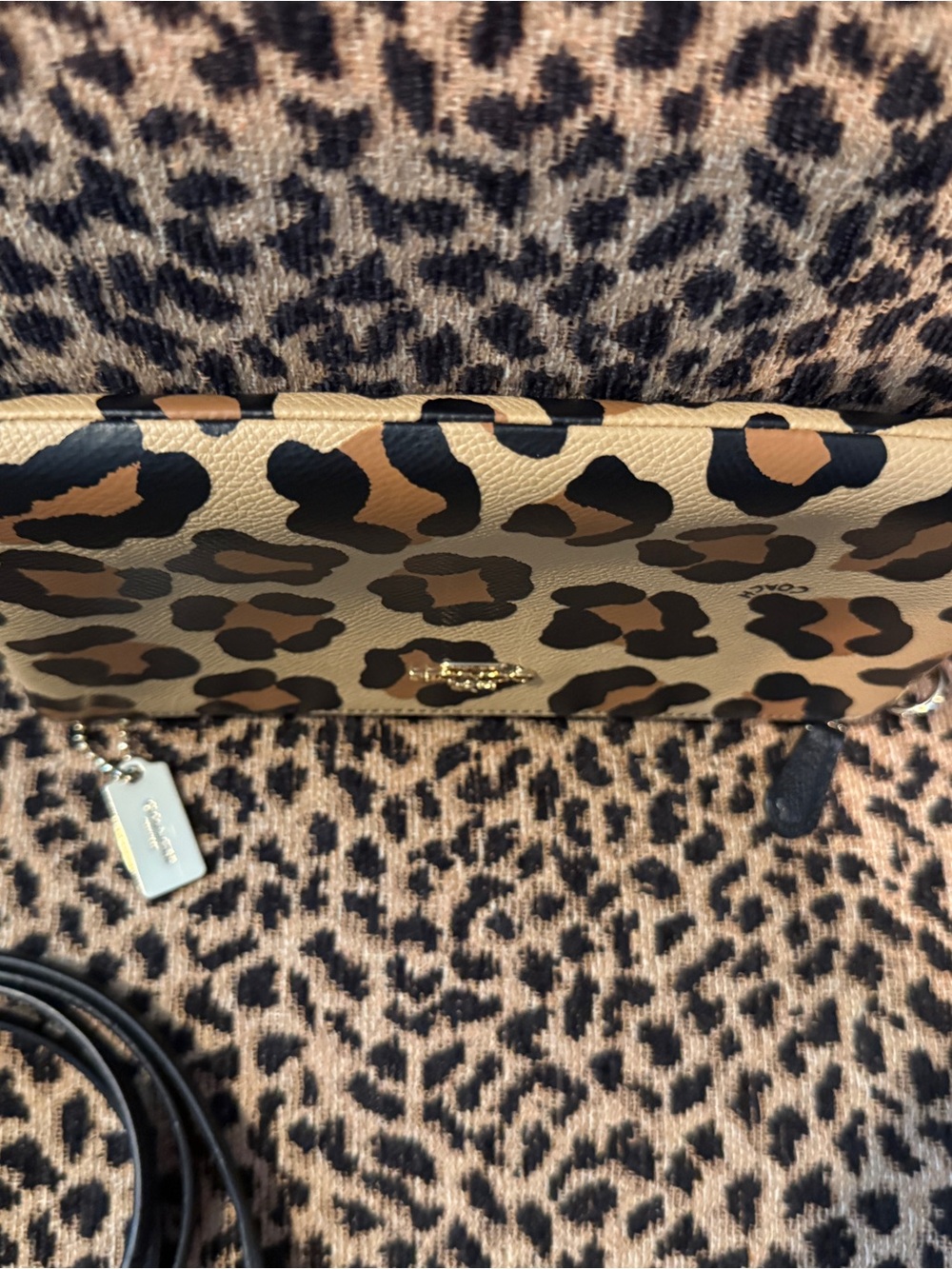 Coach Leopard Print Crossbody Bag in Tan and Black - Picture 4 of 16